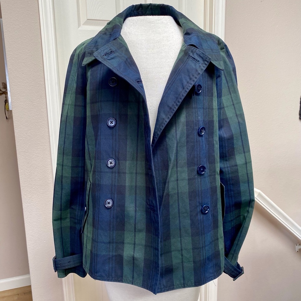 BROOKS BROTHERS Blackwatch Tartan Plaid Trenchcoat